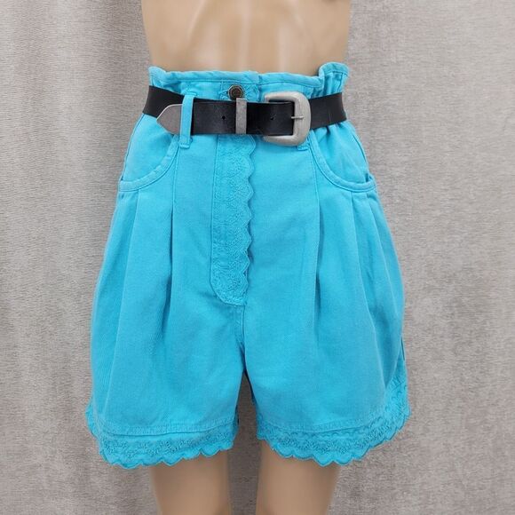 Paris Sport Club Vintage Denim Turquoise  Crop Top and High Waisted Shorts Set - Picture 6 of 16